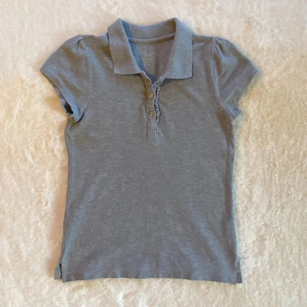 The Children's Place Girl's Short-Sleeved Polos size 7-8 Ruffle Detail, Uniform